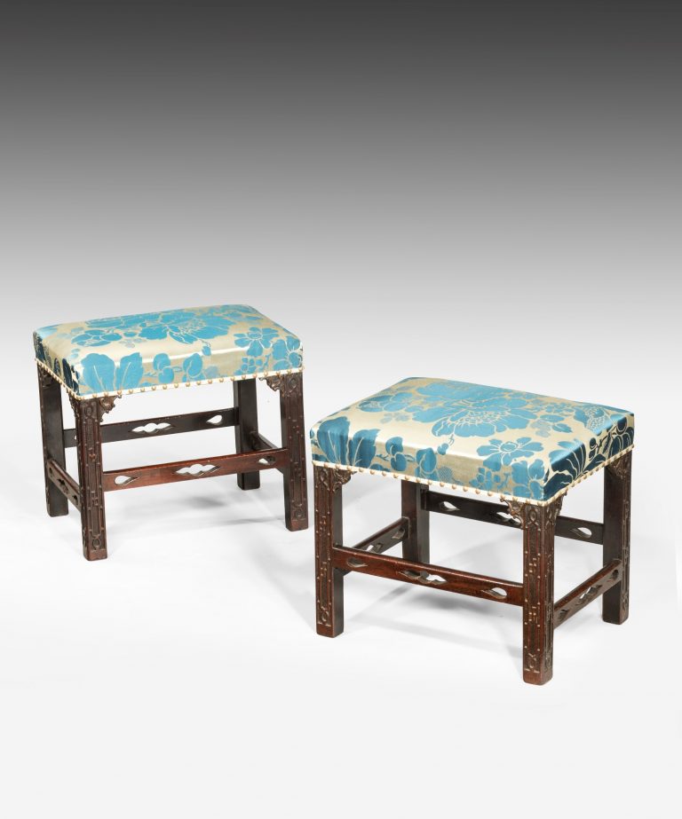 Pair of antique Georgian Chippendale stools
