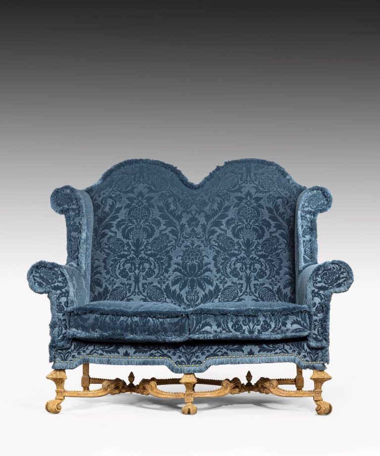 William III Baroque carved giltwood settee